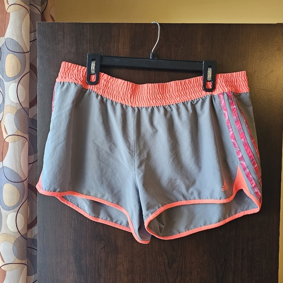 Adidas Women's Athletic Shorts in Gray with Pink Accents - Picture 1 of 5